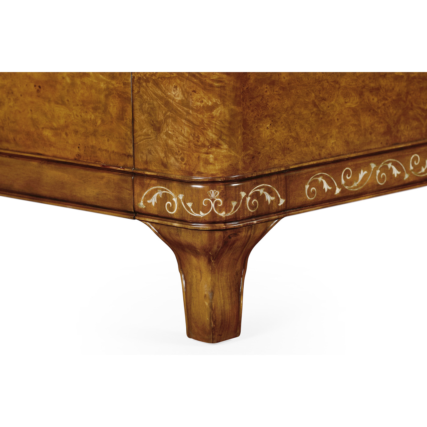 Louis XV Style Burl Walnut & Mother Of Pearl Cali King Bed