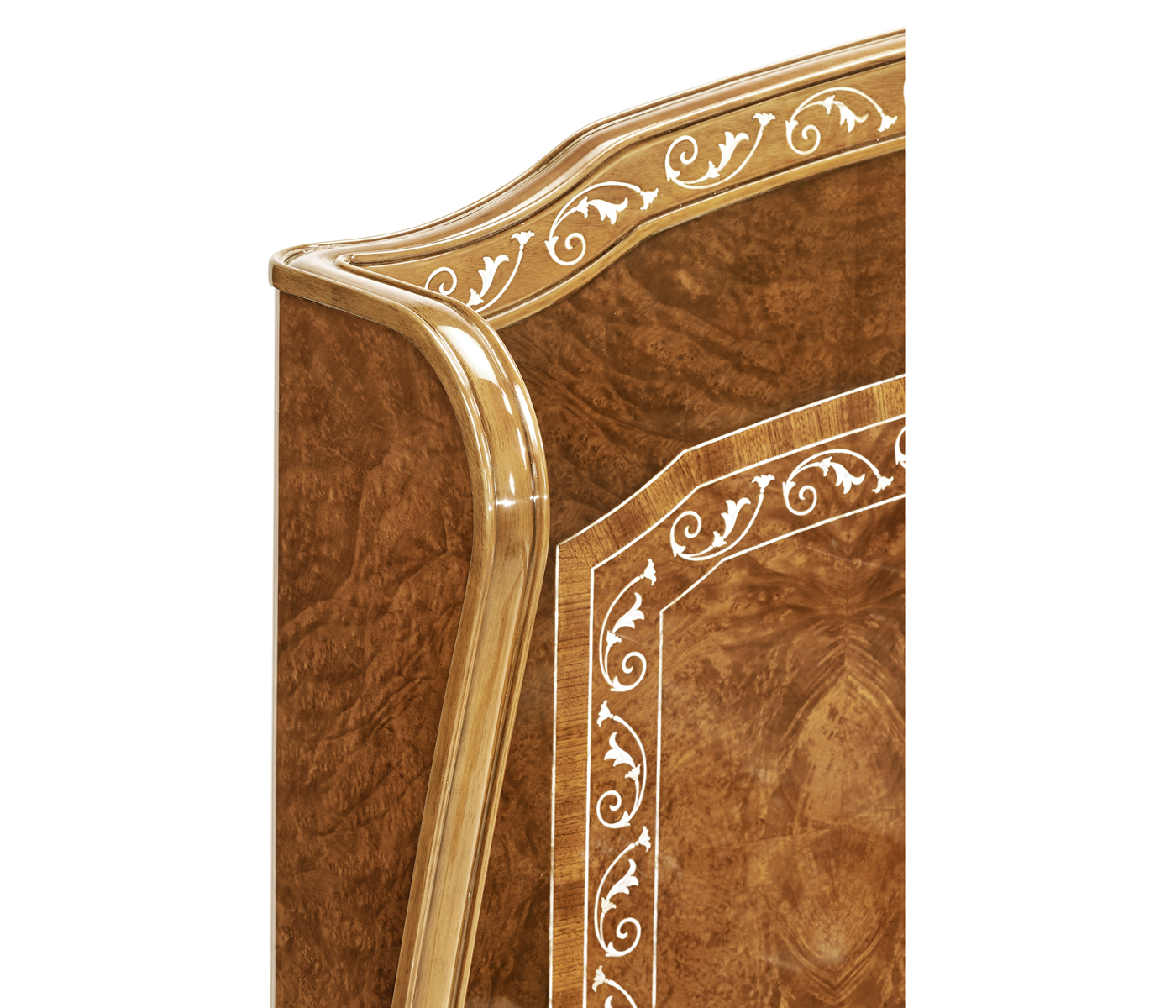 Louis XV Style Burl Walnut & Mother Of Pearl US Queen Bed