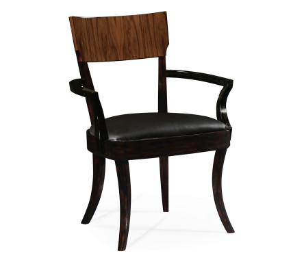 Art Deco High Lustre Rosewood Dining Arm Chair