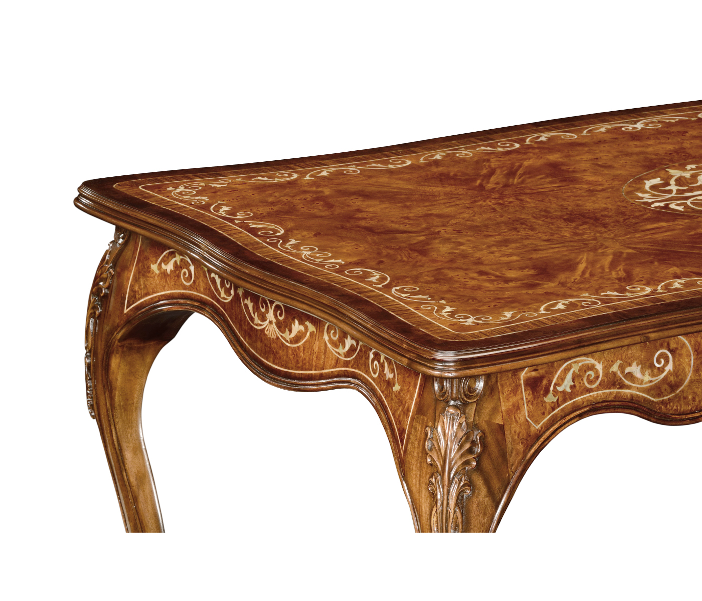 Burl and mother of pearl inlaid desk