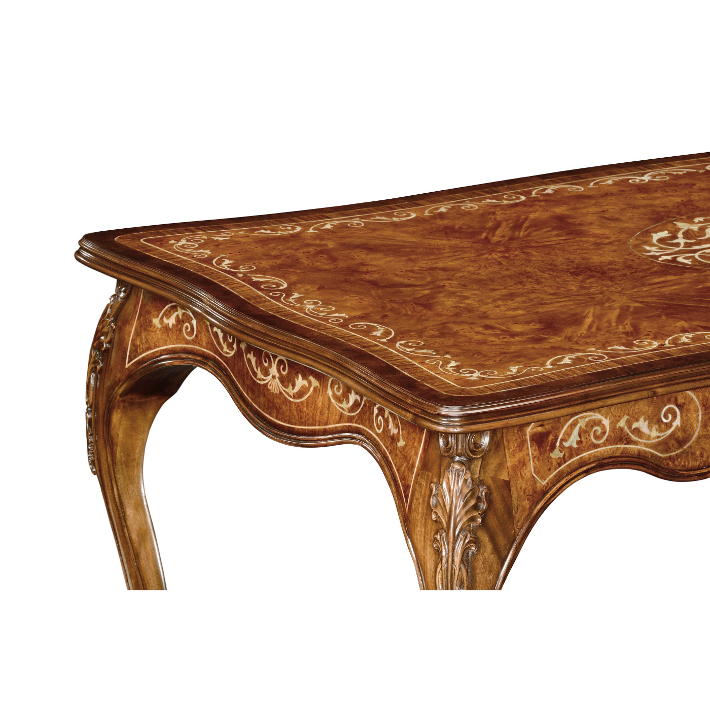Burl and mother of pearl inlaid desk