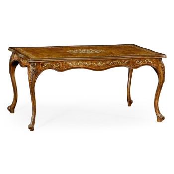 Burl and mother of pearl inlaid desk