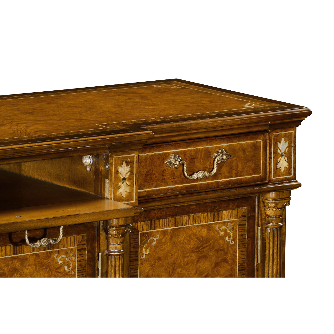 Burl & Mother of Pearl Inlaid Sideboard (Wood Door)