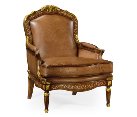 Burl & Mother of Pearl Inlaid Arm Chair