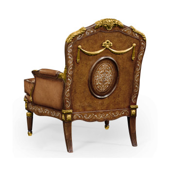 Burl & Mother of Pearl Inlaid Arm Chair