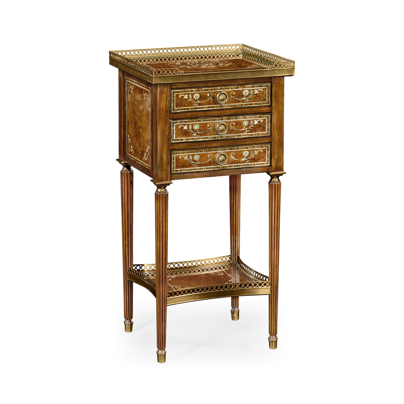 Burl and mother of pearl inlaid lamp table