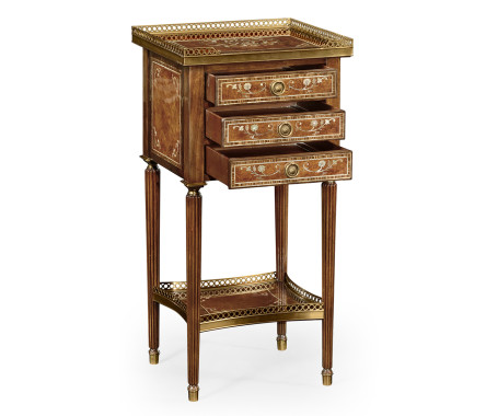 Burl and mother of pearl inlaid lamp table