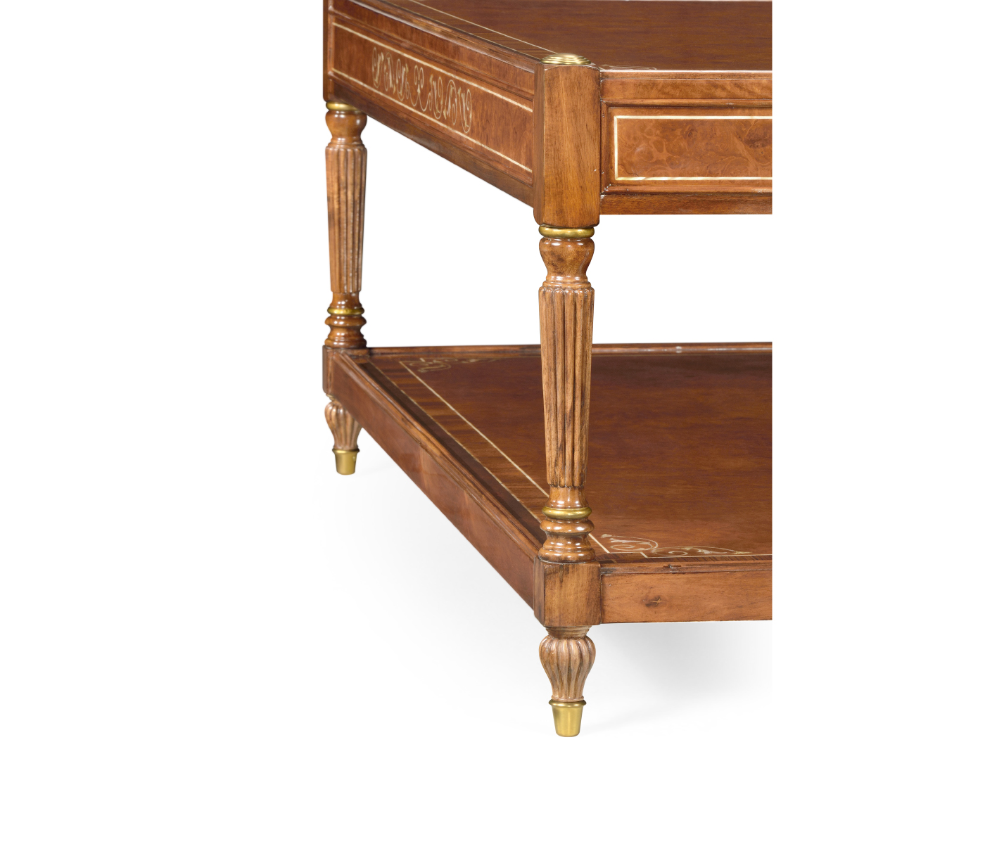 Burl and mother of pearl inlaid square coffee table