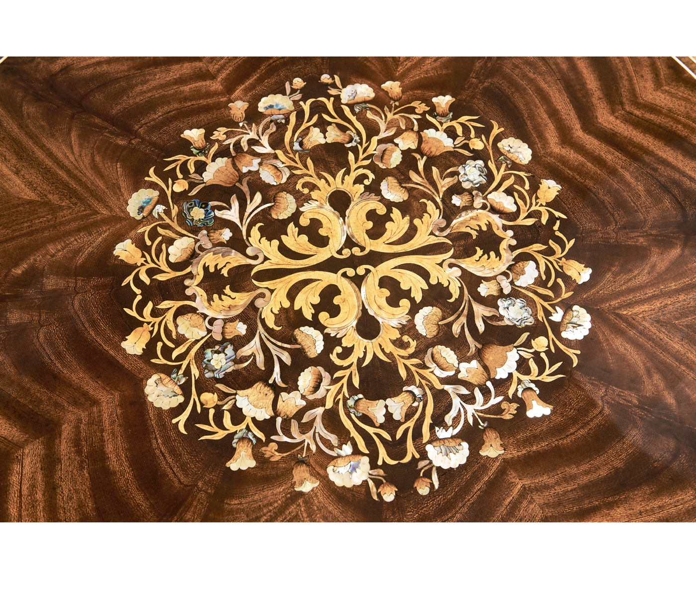 Mahogany lamp table with mother of pearl & marquetry