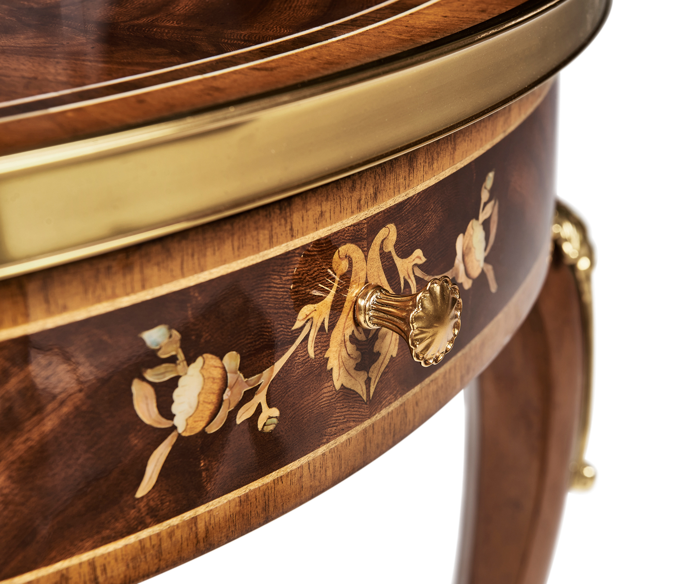 Mahogany lamp table with mother of pearl & marquetry