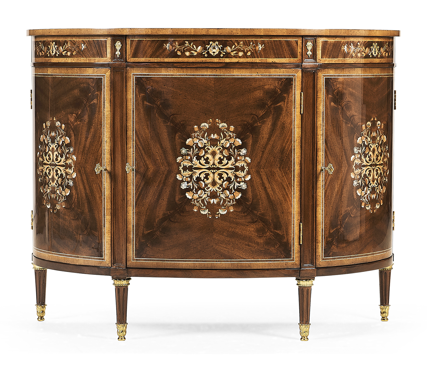 Mahogany & Mother of Pearl Demilune Cabinet