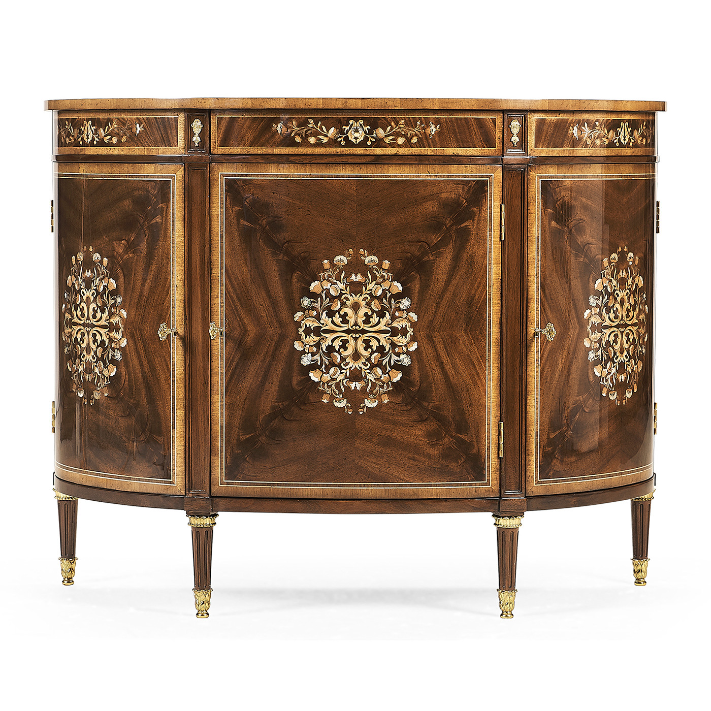 Mahogany & Mother of Pearl Demilune Cabinet