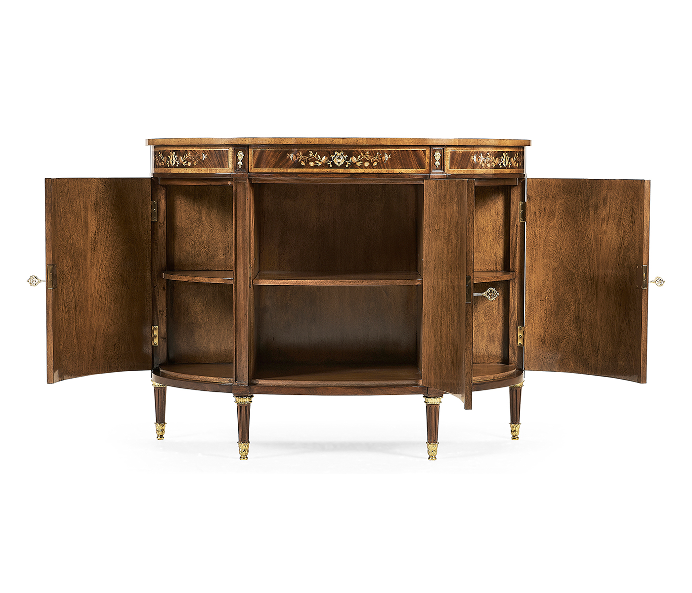 Mahogany & Mother of Pearl Demilune Cabinet