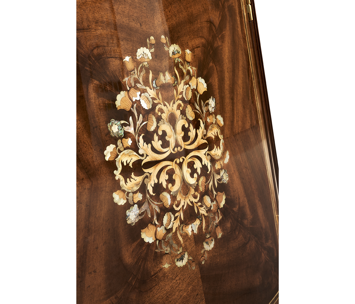 Mahogany & Mother of Pearl Demilune Cabinet
