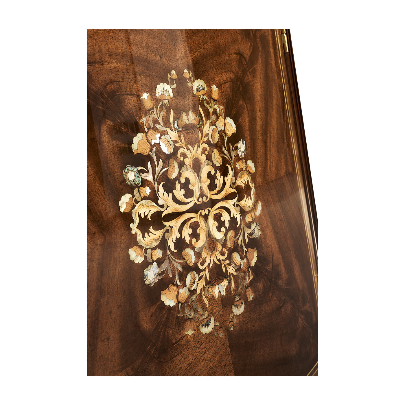 Mahogany & Mother of Pearl Demilune Cabinet