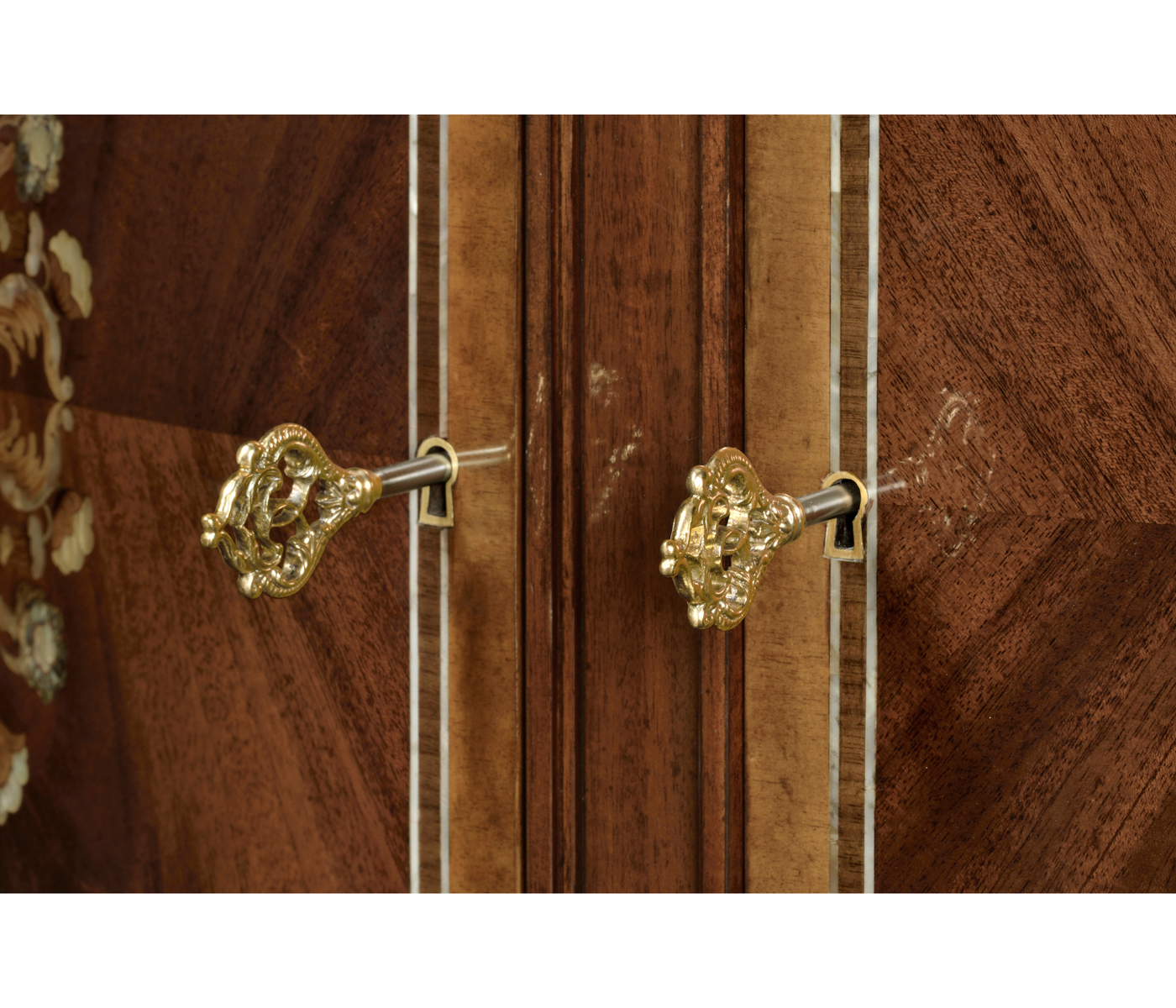 Mahogany & Mother of Pearl Demilune Cabinet