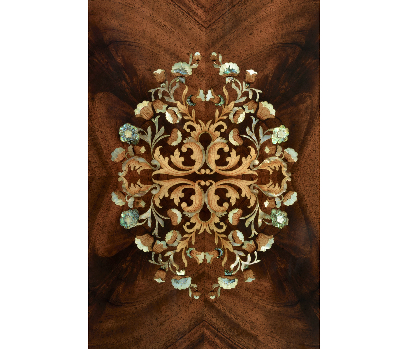Mahogany & Mother of Pearl Demilune Cabinet