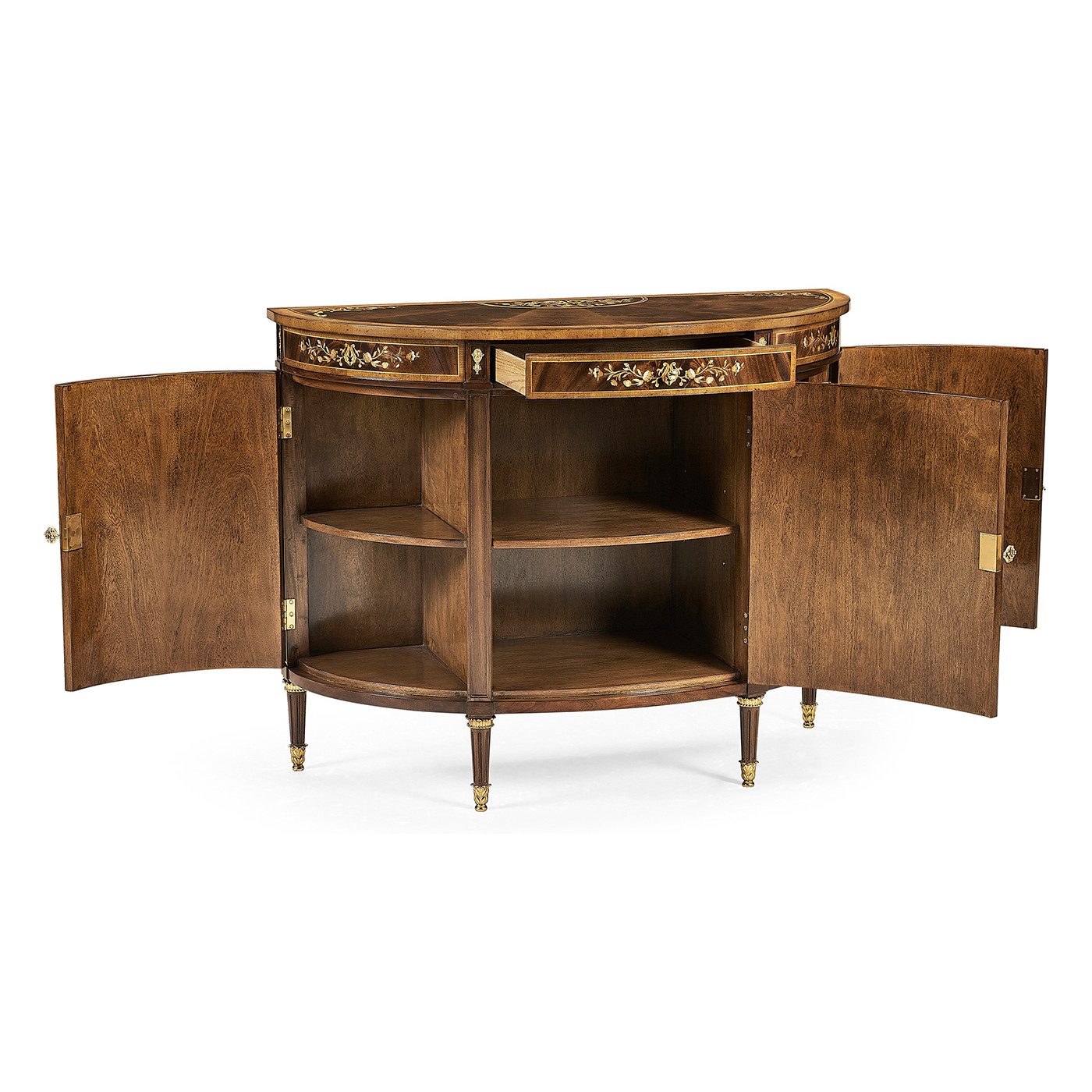 Mahogany & Mother of Pearl Demilune Cabinet