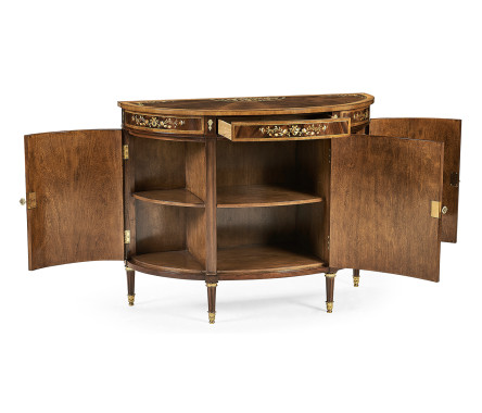 Mahogany & Mother of Pearl Demilune Cabinet
