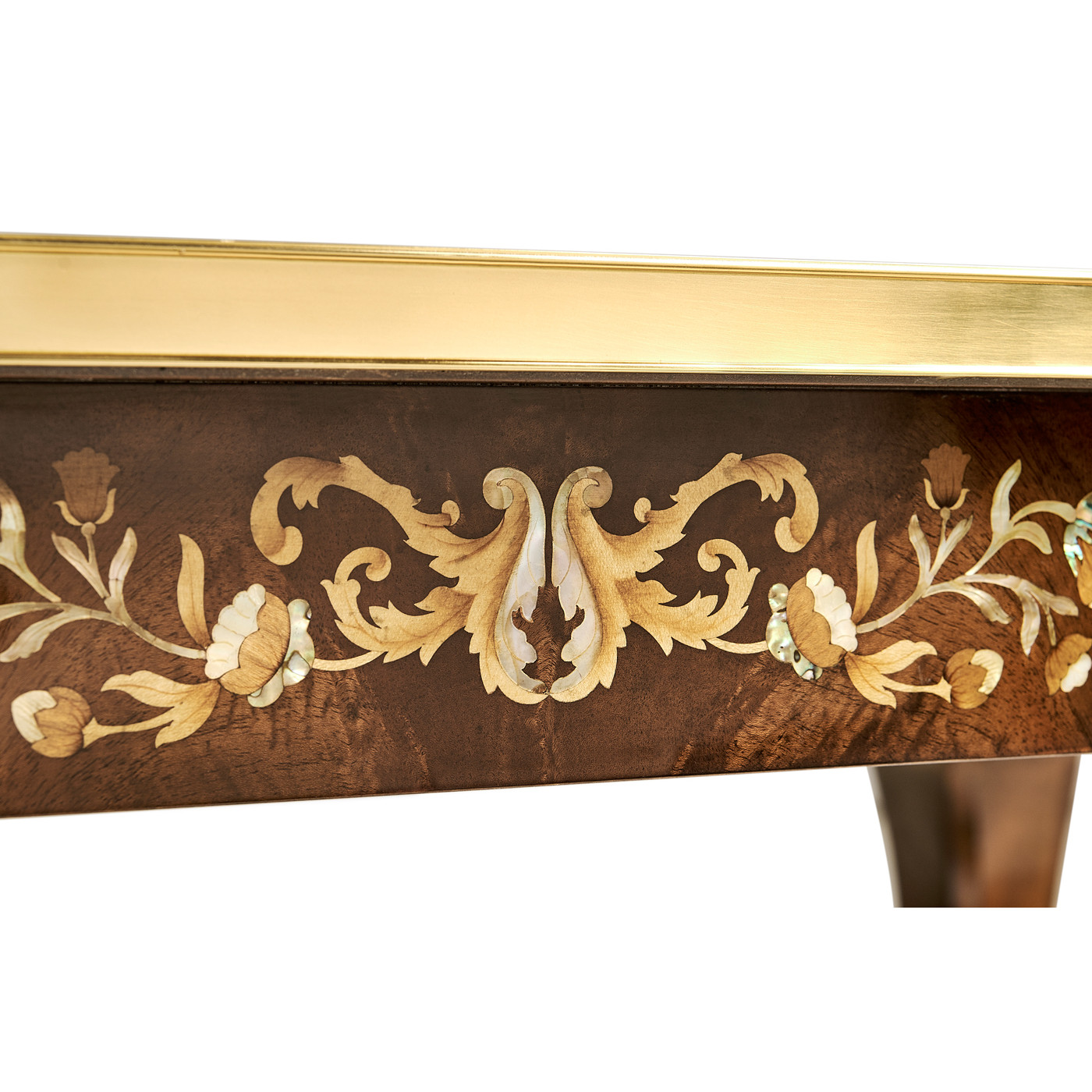 Mahogany Rectangular Coffee Table with Brass Details
