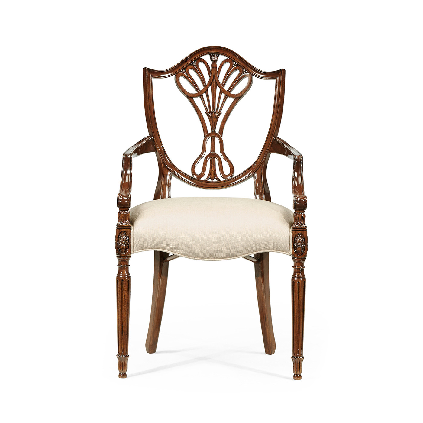 Sheraton Dining Arm Chair with Shield Back in Mahogany High Gloss