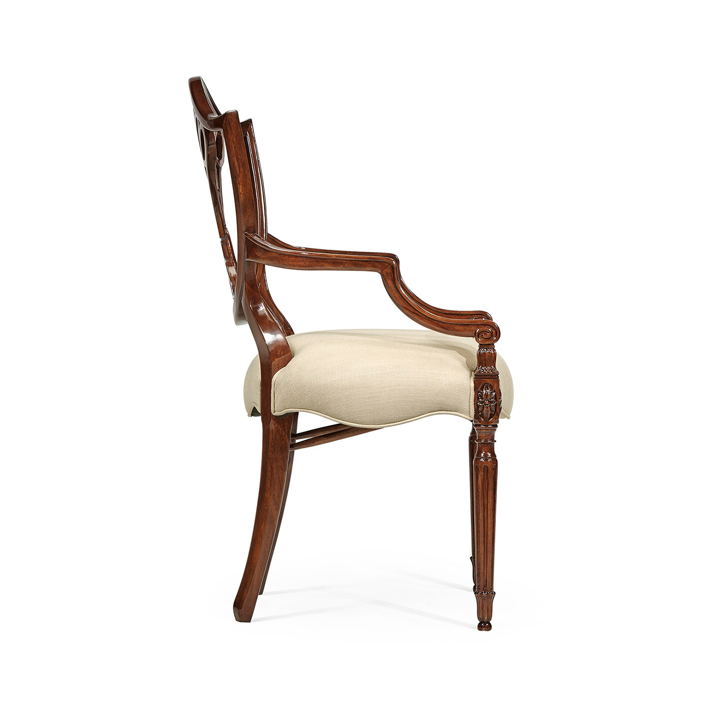 Sheraton Dining Arm Chair with Shield Back in Mahogany High Gloss