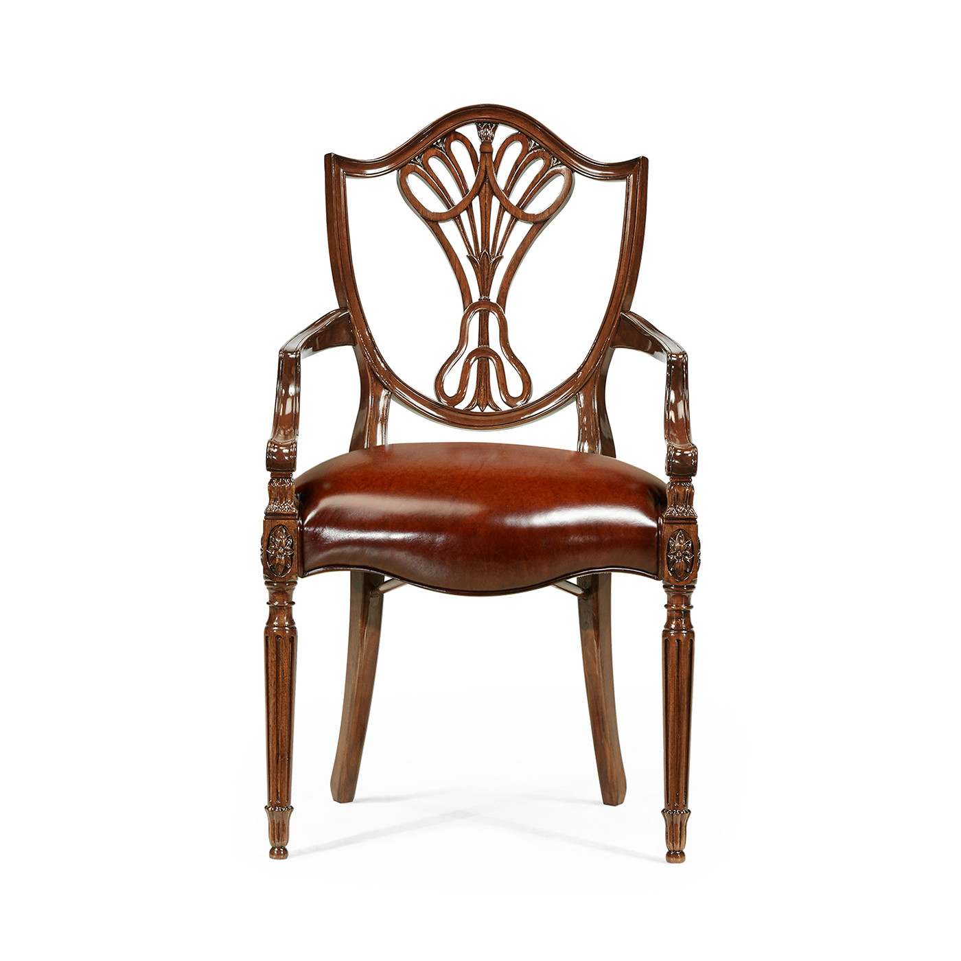 Sheraton Dining Arm Chair with Shield Back in Mahogany High Gloss