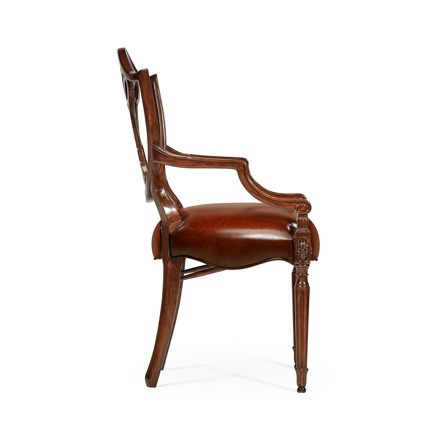 Sheraton Dining Arm Chair with Shield Back in Mahogany High Gloss
