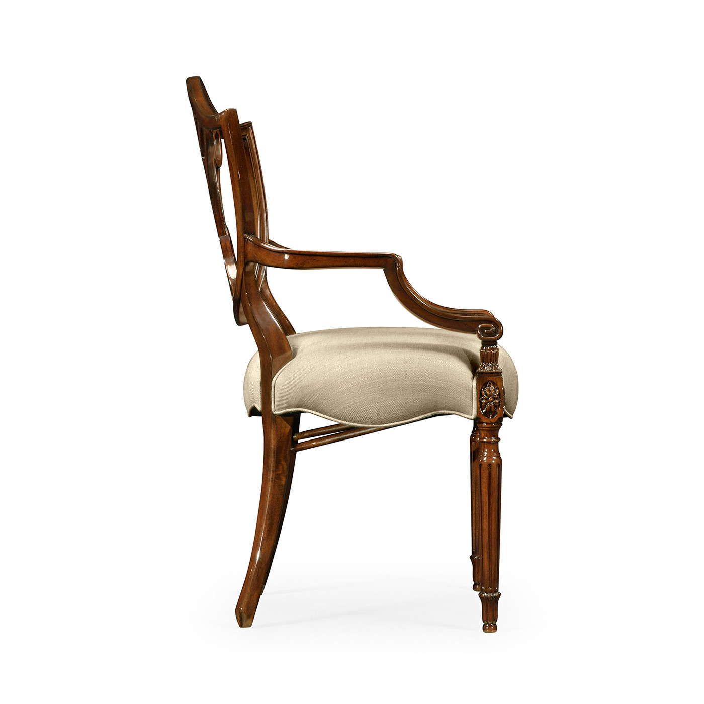 Sheraton Arm Chair with Shield Back in Mahogany High Gloss & Mop Details