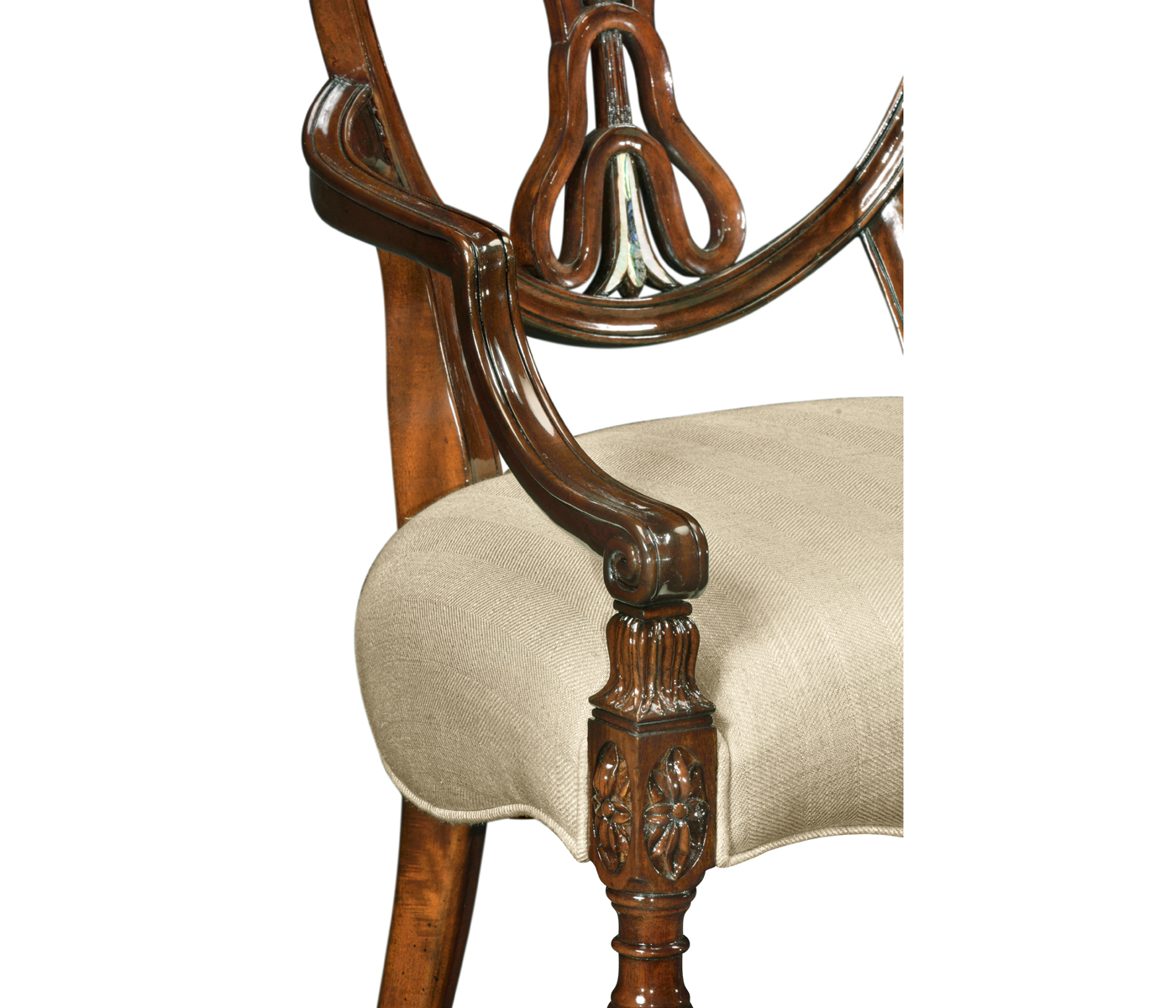 Sheraton Arm Chair with Shield Back in Mahogany High Gloss & Mop Details
