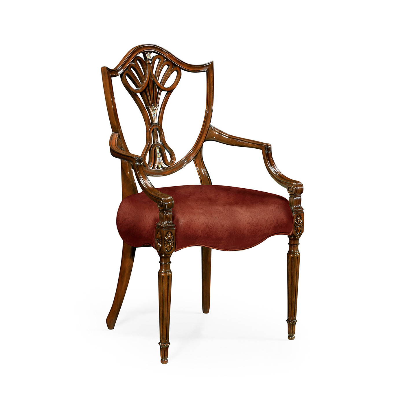 Sheraton Arm Chair with Shield Back in Mahogany High Gloss & Mop Details