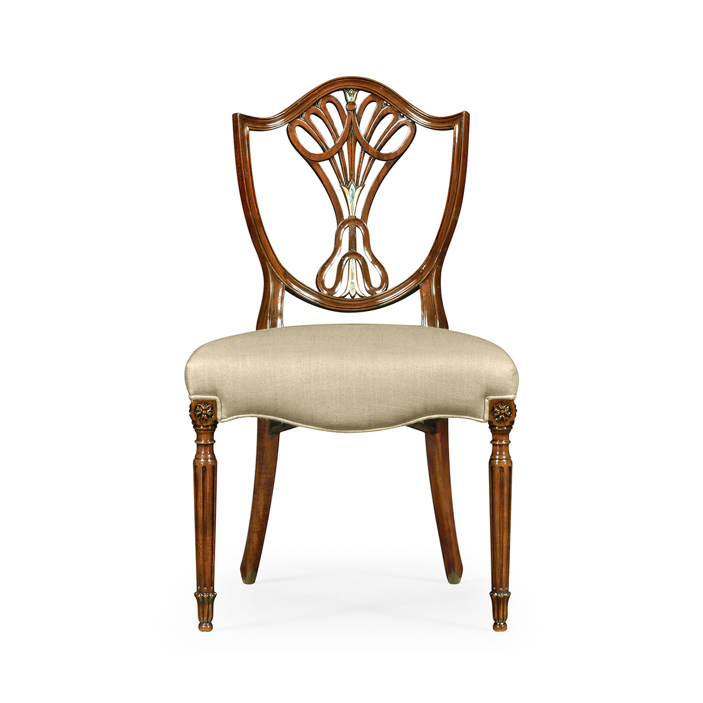 Sheraton Side Chair with Shield Back in Mahogany High Gloss & MOP Details