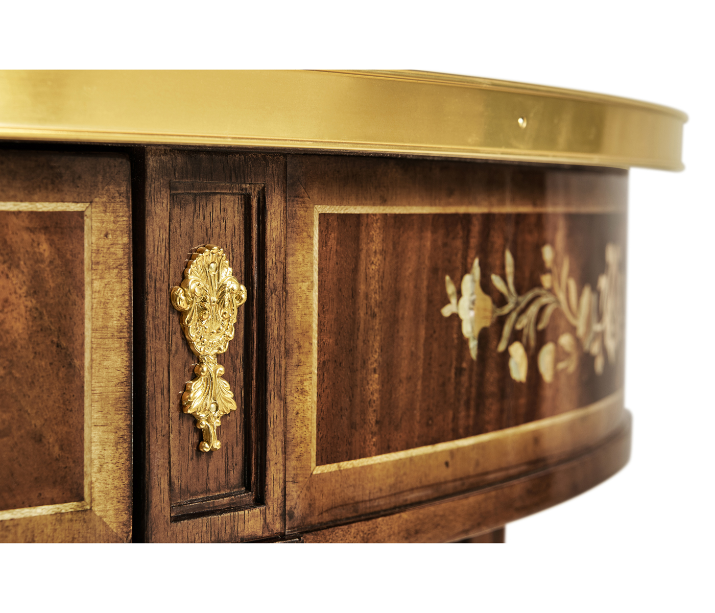 Large Demilune Console Table with Low Shelf