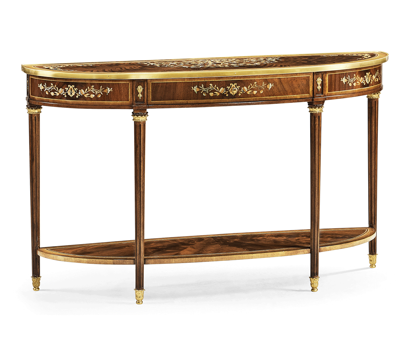 Large Demilune Console Table with Low Shelf