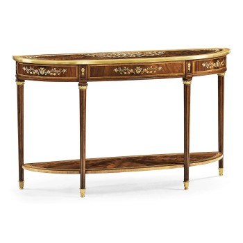 Large Demilune Console Table with Low Shelf