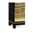 Black Display Cabinet with Interior Geometric Pattern