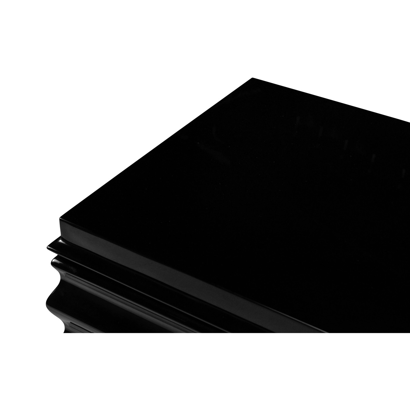 Rippled Black Lacquer Chest of Drawers