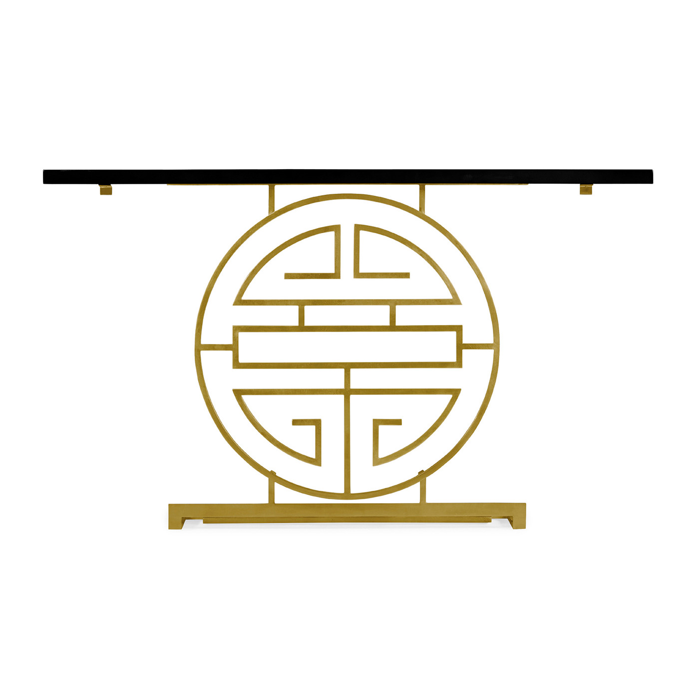 Gilded Oriental Medallion Smoky Black Console Table 