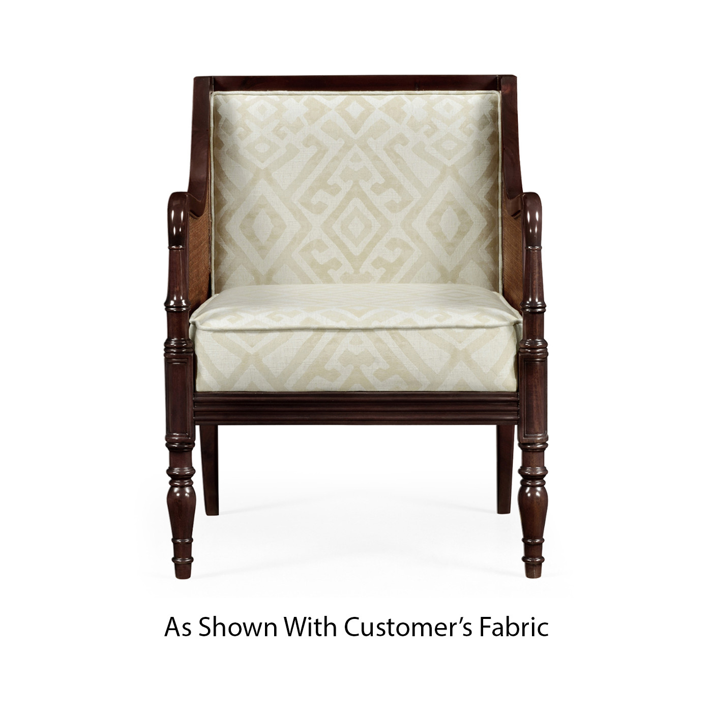Bergere Brown Rattan Matte Sides & Back Occasional Chair