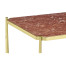 Rectangular Solid Brass & Red Brazil Marble Top Coffee Table