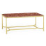 Rectangular Solid Brass & Red Brazil Marble Top Coffee Table