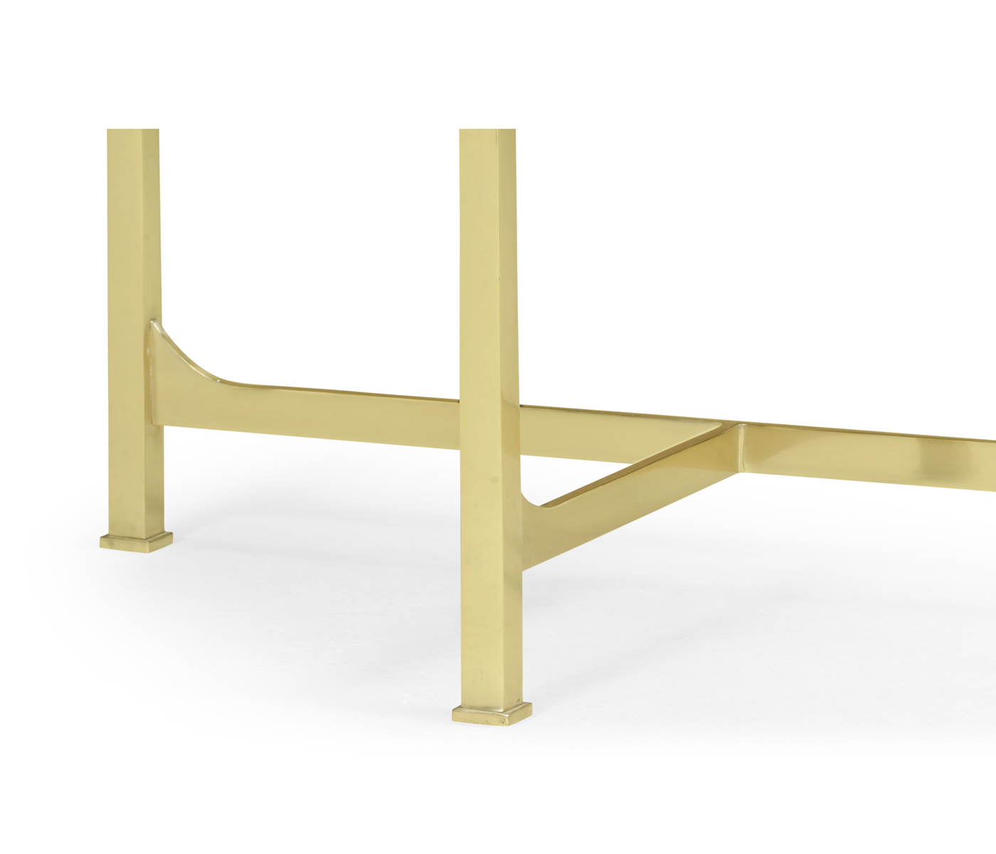 Small Solid Brass & Green Napoly Marble Top Demilune Console Table