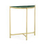 Small Solid Brass & Green Napoly Marble Top Demilune Console Table