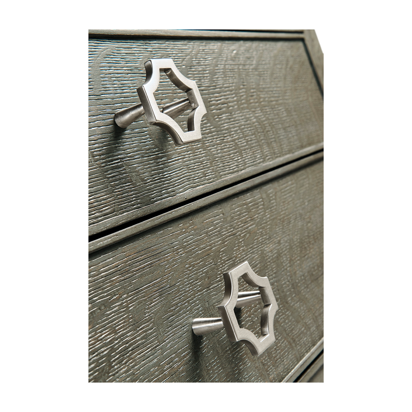 Small Pewter Oak Chest of Drawers