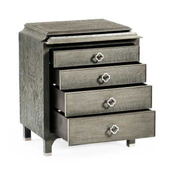 Small Pewter Oak Chest of Drawers