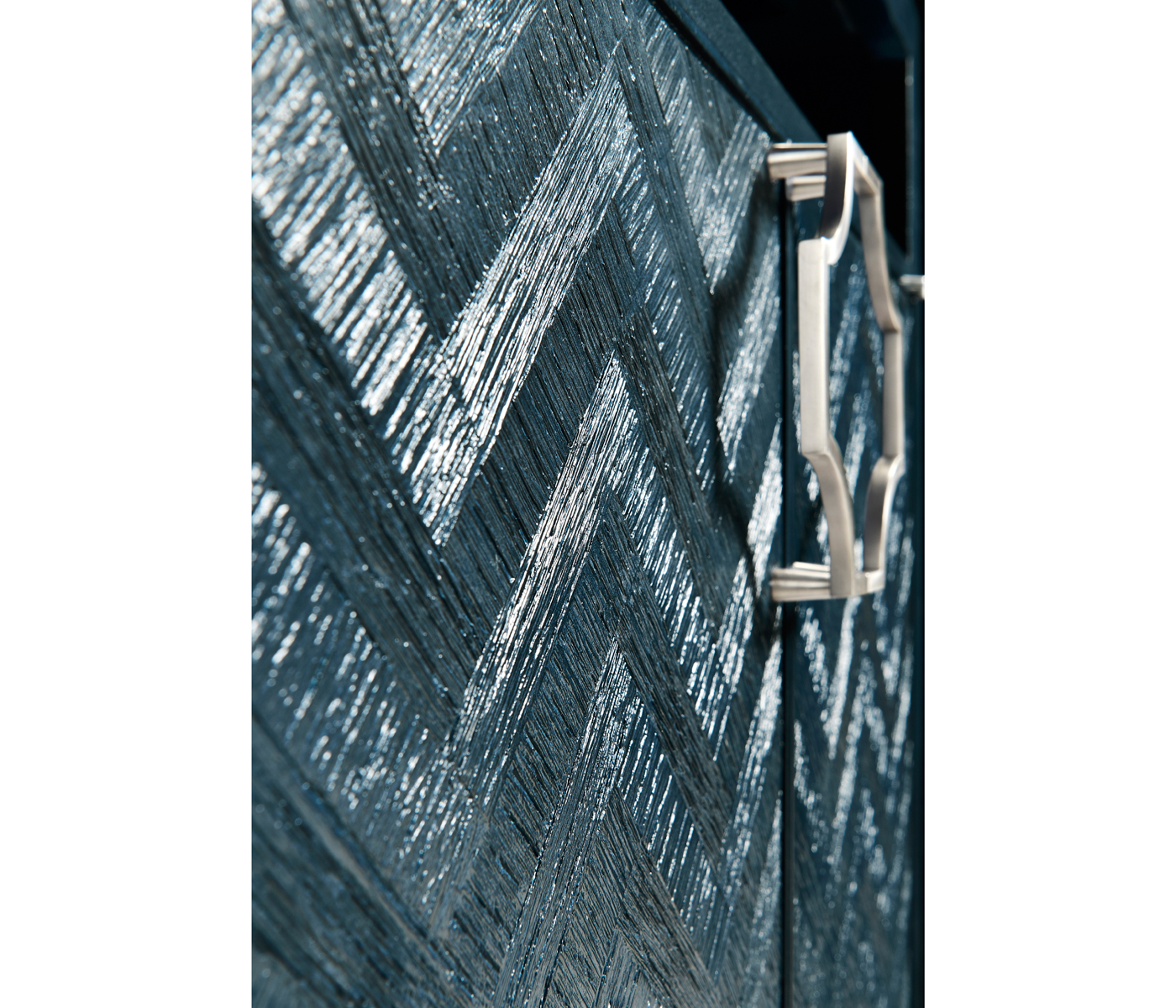 Antique Blue Oak Nightstand with Marble Top