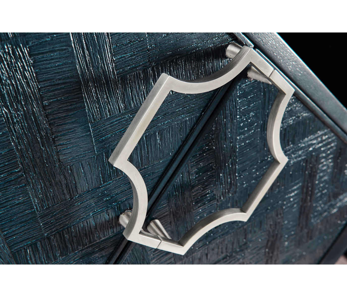 Antique Blue Oak Nightstand with Marble Top