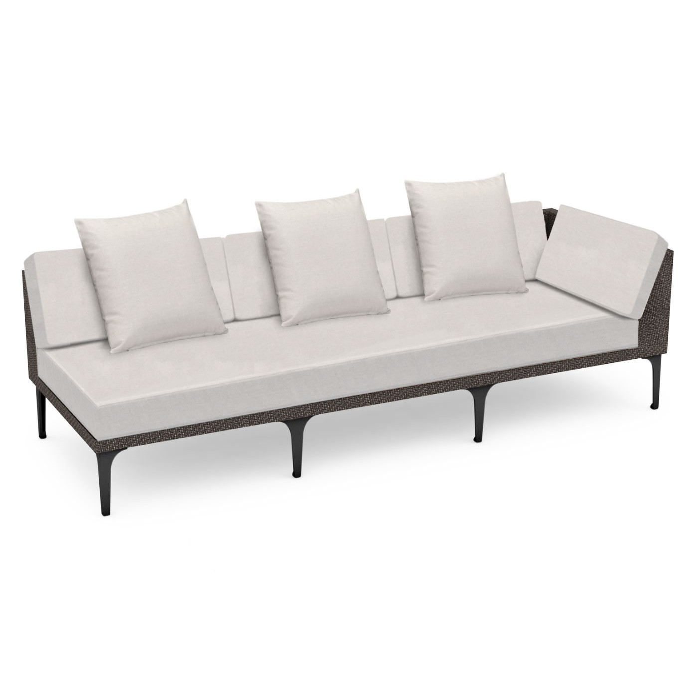 Dark Grey Rattan Left Three-Seat Sofa Sectional 98