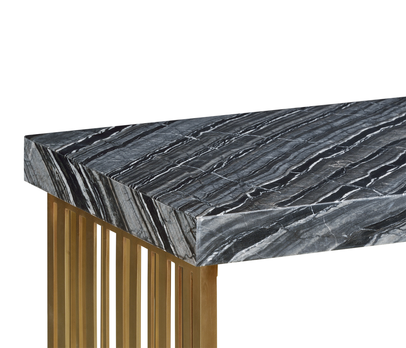Rectangular Brass Console Table with a Grey Marble Top Rectangular Brass Console Table with a Grey Marble Top