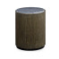 Round Oak End Table with a Grey Marble Top